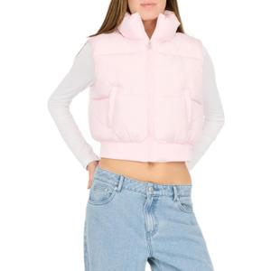 Forever 21 Women's Puffer Vest – Cropped Quilted Zip-Up Outerwear with High Neck Collar, S