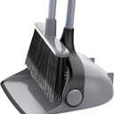 MR.SIGA Broom and Dustpan Set with Adjustable Long Handle, Upright Combo for Floor, Cleaning Lobby, Gray