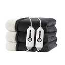 RALYSUN Electric Heated Blanket Queen Size 84"x90" - Dual-Sided with Microplush & Sherpa Fabric, 4 Heat Settings & 10 Hours Auto Off, Machine Washable - Iron Gray