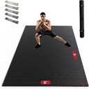 HAPBEAR Extra Large Exercise Mat-Black-High Density 10'×6'×⅓",Non-Slip, Ultra Durable, Thick Workout Mats for Home Gym Flooring Cardio, Yoga Mats for Fitness, High-Density Exercise Mat, Shoes-Friendly