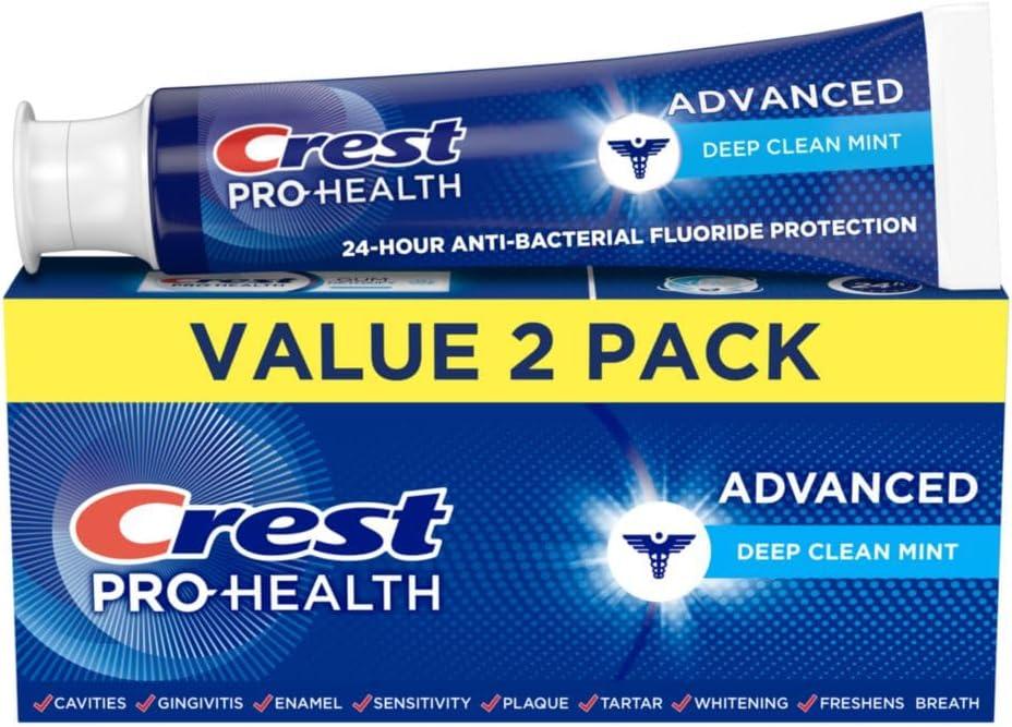 Crest Pro-Health Advanced Deep Clean Mint Toothpaste, 2 Count (Pack of 1)