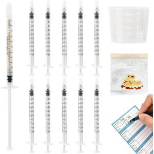 50 Sets 1mL Colostrum Syringes with Caps, Colostrum Collector Kit Include 50pcs 1mL Sterile Syringes, 1 Measuring Cup, 5 Storage Bags, 50 Labels
