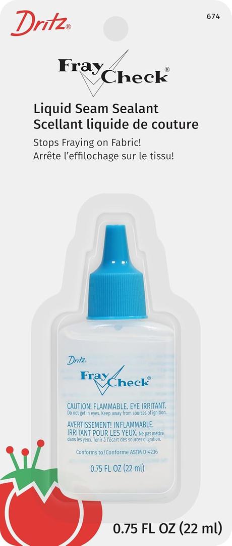 Dritz Fray Check Liquid, 3/4 Fluid-Ounce, 1 Count, Clear Seam Sealant, 0.75 Fl oz