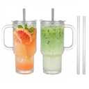 WACOI Thick Hobnail Glass Cup with Lids and Straws, Upgraded Version Iced Coffee Tumbler Cups with Stainless Steel Straws and Leak-proof Sealing Lid 2 Pack 18 oz