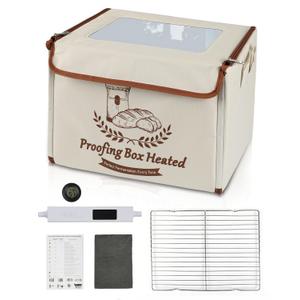 Folding Bread Proofing Boxwith Digital Thermometer & Hygrometer, 55-133F Precision Temp Control, 48H Timer, Even Heat for Sourdough, Yogurt, Kombucha, Pizza & More