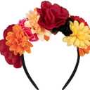 Mexican Flower Headband Day of The Dead Women Halloween Party Dress Up Props Stage Performance Headwear Accessories