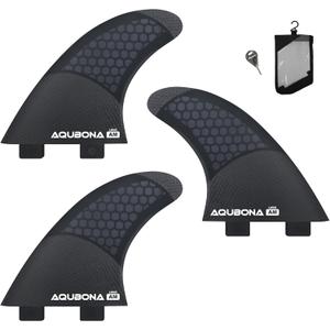 AQUBONA Twin Tab G3/G5/G7 Half Carbon+Honeycomb Surfboard Tri Fin Set Thruster 3 Fins