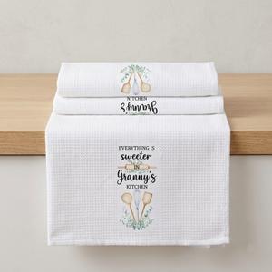 Fewgb Granny Gifts Kitchen Towel, Everything is Sweeter in Granny's Kitchen Family Thank You Gifts, Grandma Grandmother Dish Towels Dishcloths Tea Towels Hand Towel for Bathroom 16x24