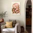 Elegant Pink Rose Floral Canvas Wall Art Prints Romantic Flower Poster, 24"L x 16"W