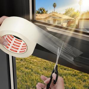 SWRT 2x 30 YD 8 Mil Heavy Duty Transparent Window Weather Sealing Tape, No Residue Window Insulation for Summer, Blocks Pollen, Dust & BugsPreventing Cold Air Loss in Summer Door and Window Seal Kit