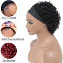 INSTASTYLE Headband Wig Human Hair Wigs for Black Women Pixie Cut Wig Put on and Go Glueless Wig Short Curly Headband Wigs 150% Density Natural Black 6 Inch