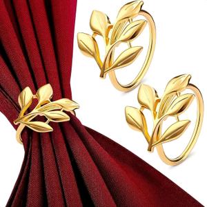 Gold Napkin Rings Set of 20 - Valentine Napkin Rings Fits Various Napkins Styles, Elegant Gold Leaf Design for Dinner Parties, Special Events, Holidays & Valentine Table Decor, as Gifts for Hosts