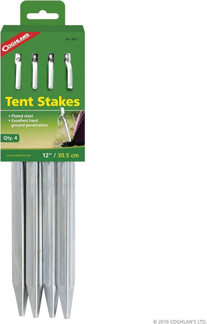 Coghlans 9812 4 Pack 12" Steel Tent Stakes