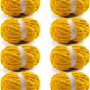 8 Pcs Chunky Yarn for Hand Knitting - Chunky Chenille Yarn for Crocheting - Fluffy Yarn for Crochet - Jumbo Yarn for Hand Knitting 25 yds 7.7 oz of Super Bulky Yarn (Golden Yellow)