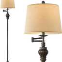 61" Vintage Floor Lamp with 350 Adjustable Swing Arm, Standing Lamp for Bedroom Living Room Bedside Nightstand Retro Farmhouse Mid Century Lamp Light Home Dcor Office Gifts (Antique Brown)