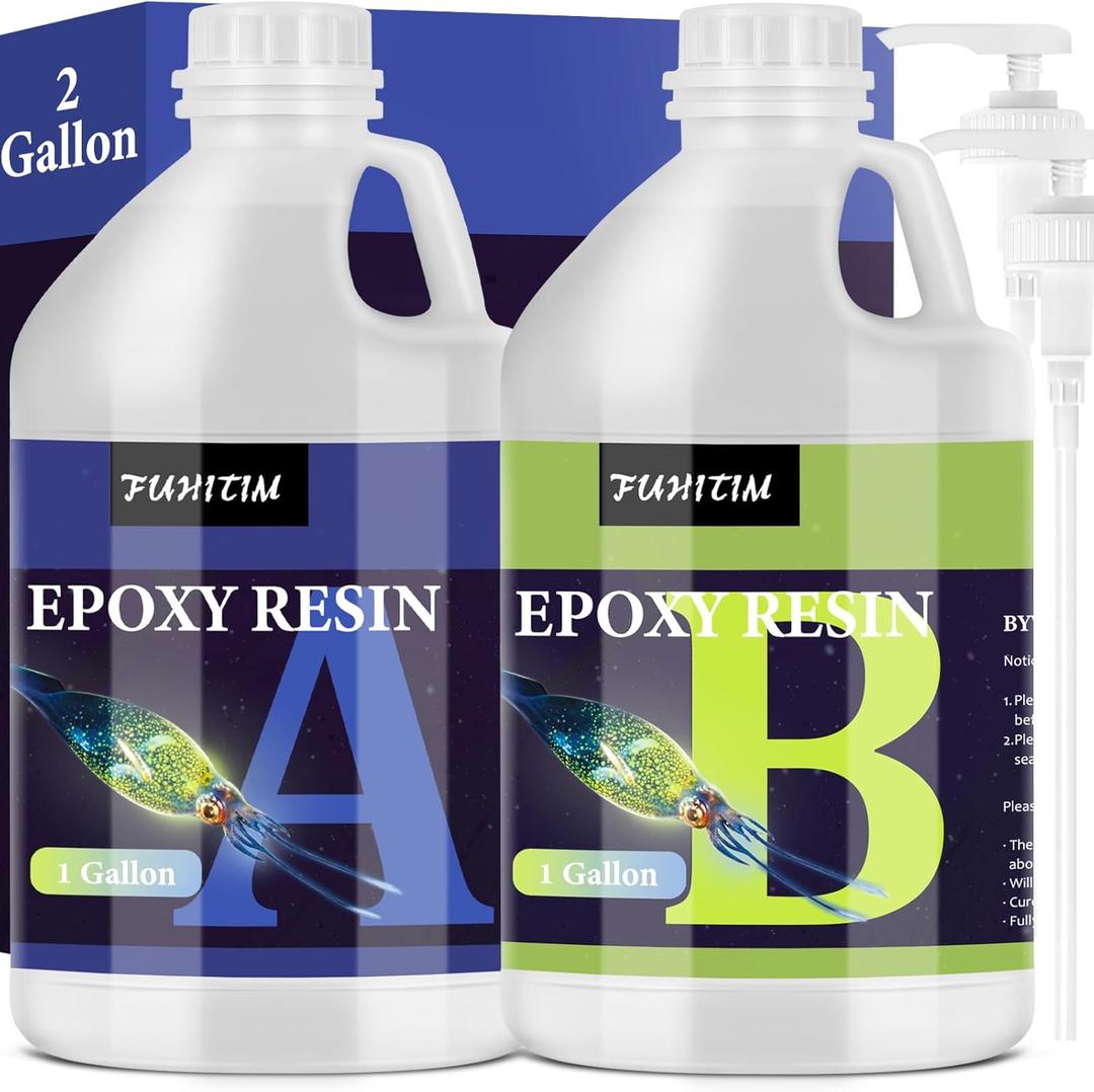 Epoxy Resin 2 Gallon - Crystal Clear Epoxy Resin Kit - Self-Leveling, High-Glossy, No Yellowing, No Bubbles Casting Resin Perfect for Crafts, Table Tops, DIY 1:1 Ratio