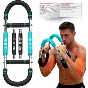 FitBeast Twister Arm Trainer, 4 Progressive Resistance Levels (30-120 lbs), 4-Spring Adjustable Arm & Chest Workout Equipment, Upper Body Strength Training Equipment for Home Gym (Blue)