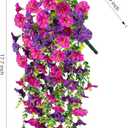 Ivydale 2 PCS Artificial Hanging Flowers Fake Plants Outdoor,Silk Morning Glory Faux Flowers with Eucalyptus Leaf,UV Resistant Realistic Hanging Petunias Plants for Home Garden Decor (Purple+Fuchsia)