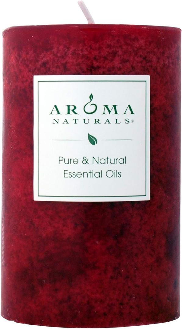 Aroma Naturals Holiday Orange, Clove and Cinnamon Essential Oil Scented Pillar Candle, Warm Spice, 2.5 inch x 4 inch