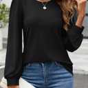 7 x ZESICA Long Sleeve Eyelet Tops for Womens Crew Neck Spring Shirts Casual Loose Blouses 2026 Trendy Clothes (Black, S)