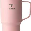 REDUCE 18 oz Hot1 Stainless Steel Insulated Mug with Temperature Adjusting Lid - Dual-Wall Vacuum, Cupholder Friendly - Keeps Drinks Hot for 6 Hours - Ideal for Coffee, Tea & Other - Pink Salt