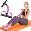 Resistance Bands with Handles, 6-Tube Elastic Foot Pedal Resistance Bands, Natural Rubber Ankle Puller Sit-up Exercise, Multifunction Fitness Band for Abdomen, Waist, Arm, Leg Stretching Training
