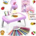 Drawing Projector for Kids with Art Supplies - Includes Drawing Board, Crayons & Coloring Book - Mermaid-Themed Art & Craft Toy for Girls Ages 3-5 Year Old