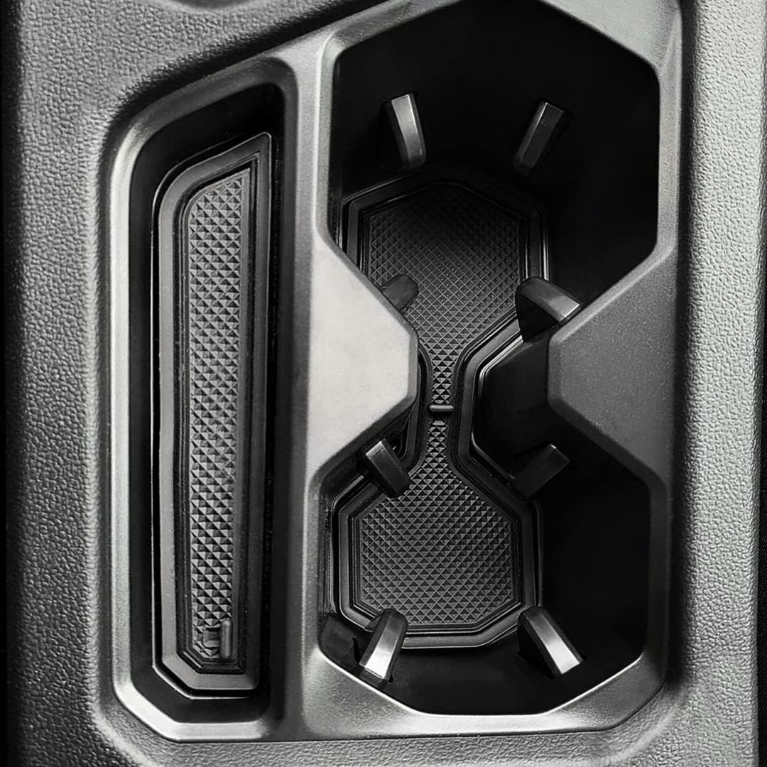 Auovo Anti Dust Cup Holder Insert Liners for Volkswagen VW Taos Accessories 2024 2023 2022 Custom Fit Interior Mats 5pcs (Black)