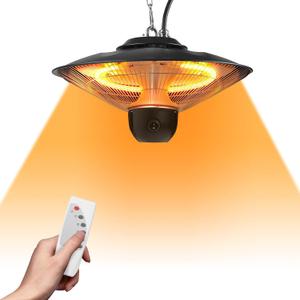 Wilytyres Outdoor Patio Heater, 1500W Electric Infrared Hanging Patio Heater for Outdoor Use, Ceiling Mounted IP23 Waterproof with 3 Heating Levels 30/60Mins Timer, for Porch Garage Balcony