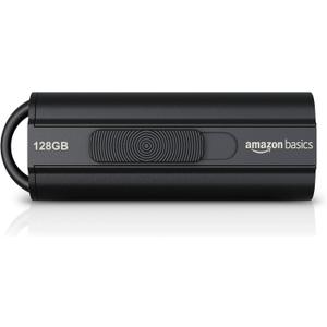 Amazon Basics 128 GB Ultra Fast USB 3.1 Flash Drive, Retractable, High-Speed Data Transfer Storage Device, Black