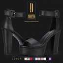 IDIFU IN5 Sabrina Black Heels Platform Block Chunky High Ankle Strap Heeled Sandals Sexy Wedding Party Dress Shoes for Women Open Toe Heels (Black Pu, 9)