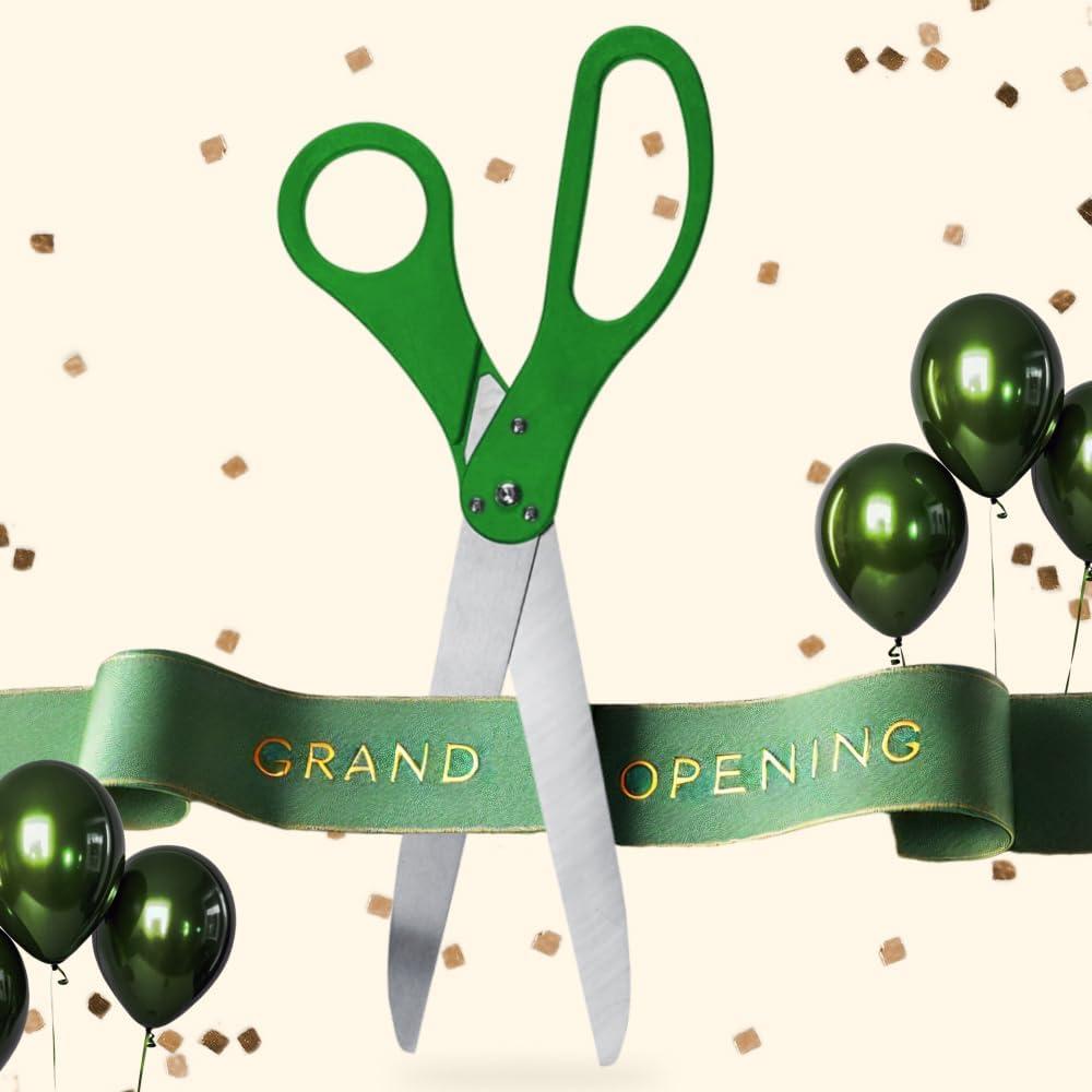 25 Inch Large Green Scissors - Oversized Grand Opening Scissors for Ribbon Cutting Ceremony Giant Shears for Business Openings and Special Events Inaugurations