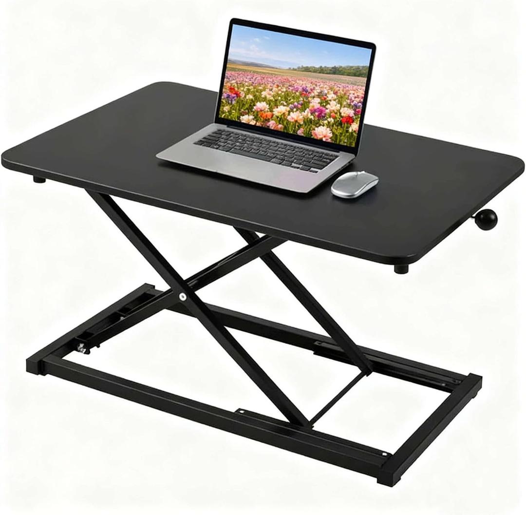 Height Adjustable Standing Desk Converter, Keyboard Riser for Stand Up Desk Riser, Computer Keyboard Stand for Desktop, Ergonomic Sit Stand Computer Workstations Black Size 23.6 Inch