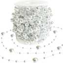Christmas Tree Beads Garland Decoration,66 Feet Silvery Pearl Strands Chain for Christmas Tree Decor,Crafts and Holiday Décor