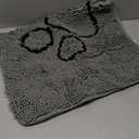 Smiry Dog Door Mat for Muddy Paws, Absorbent Dirt Trapper Non Slip Quick Dry Washable Chenille Mat for Mud Dogs, Entry Rug for Indoor and Outdoor (30x20 Inches, Grey and Black)