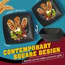 Teivio 88-piece With Flatware Plastic Kitchen Wheat Straw Square Dinnerware Set for 8, Unbreakable Dinner/Salad/Appetizer Plates, Snack Bowls, Dipping Sauce Cups,Tumblers, Dishwasher Safe Dish,Black