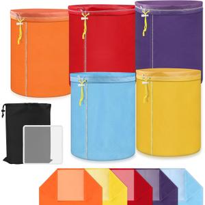 Windspeed 5 Pack 5 Gallon Filter Bags, Oxford Cloth All-Mesh Filter Bags for 5 Gallon Bucket with Filter Screen and Storage Pouch(25 to 220-Micron)