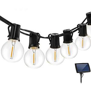 KLED LED Solar String Lights Outdoor 18Ft Waterproof Hanging Lights with 12 Shatterproof Bulbs & 4 Light Modes, Outside Backyard Lights for Patio Market Bistro Porch Cafe Decor