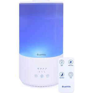 BlueHills Premium 4000 ml Tall Essential Oil Diffuser 4L 4 Liter 50 Hour Run with Remote Timer Aroma Humidifier 1 Gallon Big Capacity High Mist Output for Large Room Huge Size Mood Lights White T401 (4000ml-t401)