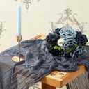 2 PCS 13Ft Table Runner for Wedding, Cotton Cheesecloth Table Runner Linen Table Runners Gauze Table Runners Bridal Party Decor Wedding Table Decor (Blue)