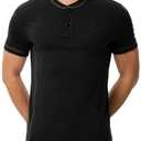 Dokotoo Men Men's Casual Henley Shirts Crew Neck Short Sleeve Classic Button Solid Lightweight Pullover Tees Tops, Small