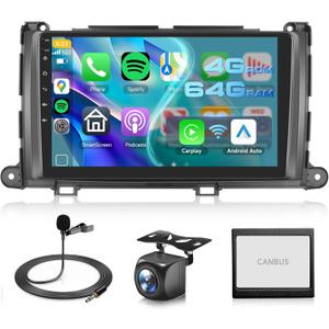 4G+64G Android Stereo for Toyota Sienna 2011-2014 Radio Upgrade 9 Inch IPS Touch Screen Head Unit, Driauto Car Stereo with Wireless Carplay Android Auto GPS WiFi DSP Bluetooth FM RDS Backup Camera