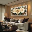 Large Wall Decor for Living Room Canvas Wall Art for Office Modern Wall Decorations for Bedroom Vintage White Floral Landscape Painting Artwork Room Home Decor 24x48 in
