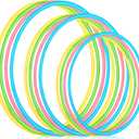 Syhood 12 Pcs Toy Color Hoop Plastic Detachable Adjustable Hoop Light Weight Exercise Fitness Equipment Toy Waist Ring for Adult Party, 3 Sizes(Green, Pink, Yellow, Blue)