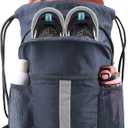 BeeGreen Drawstring Backpack Bag with Shoe Compartment,  Gym Sports String Cinch Backpack (X-Large, Navy)