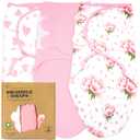 Bublo Baby Swaddles for Newborns  3-Pack Infant Swaddles 0-3 Months  Adjustable Swaddle Sleep Sack  Soft Organic Cotton Baby Wrap for Safe & Cozy Sleep (Hearts-Flowers)