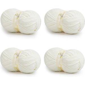 Super Bulky Yarn for Crocheting, 4 Large Skein(Each 10.5oz/300g, 220yds/201m) for Baby Blanket/Amigurumi/Home Decor(White)