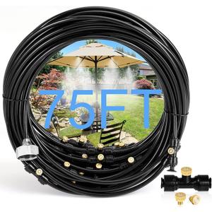 Bonviee Misters for Outside Patio - 75FT Misting Cooling System with 28 Brass Nozzles and 3/4" Adapter, 23M DIY Outdoor Misters Kit for Garden, Greenhouse, and Patio Cooling