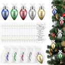 Riceshoot 20 Sets Christmas Appreciation Gifts for Coworker Lightbulb Shaped Ornament Colorful Hanging Plastic Bulbs Ornament with Bow Ribbon Card Organza Bag for Indoor Outdoor Xmas Tree Decoration