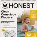 The Honest Company Clean Conscious Diapers for Delicate Skin | Up to 100% Leakproof | Hypoallergenic, Fragrance Free | Winter '25 Limited Edition Prints | Club Box, Size 3 (16-28 lbs), 62 Count (Adorably A-moosing + Winterwear Wags)